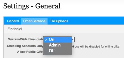 Financial Menu How to Set Up Online Giving in ChMS